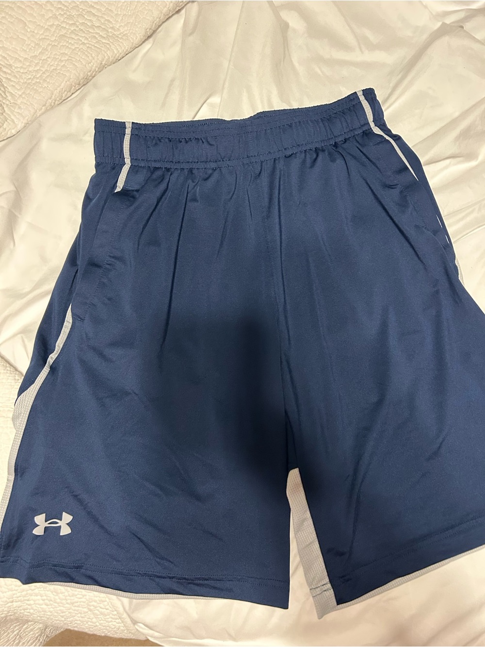 Under Armour Men's Navy Blue Athletic Shorts with White Trim
